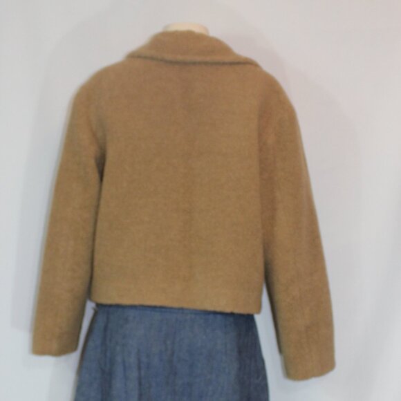 Theory Women's Faux Fur Peacoat brown 4 buttons 2 inside pockets front sz Small - Picture 5 of 9